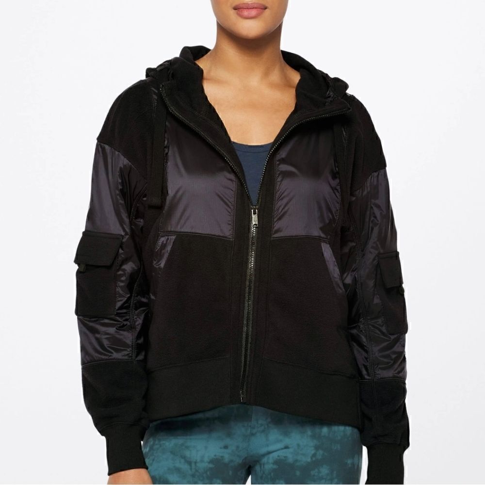 Free People FP Movement Jacket Women Size L Black In Bound Full Zip Long Sleeve